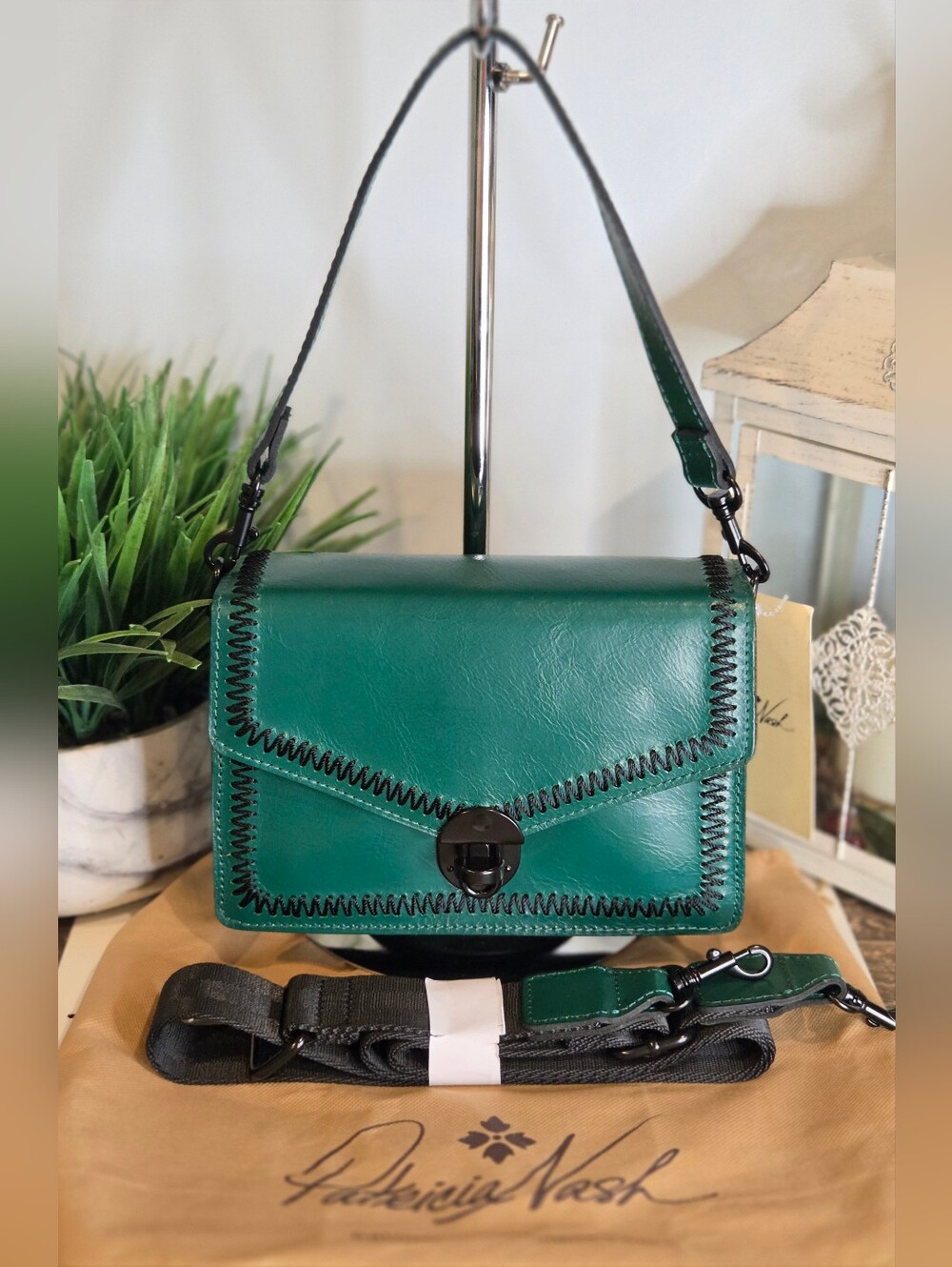 Patricia Nash Marentino Crossbody Bag in Spruce/Emerald Green